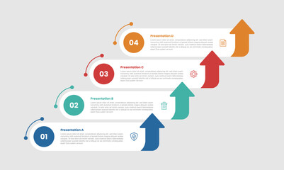 4 stage infographic diagram with round box rectangle step stair case ladder with arrow pointer with 4 step for slide presentation