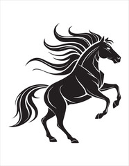 Elegant Horse Silhouette Vector – Black and White Stallion Illustrations, Equestrian Clipart & Galloping Horse Graphics