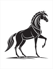 Elegant Horse Silhouette Vector – Black and White Stallion Illustrations, Equestrian Clipart & Galloping Horse Graphics