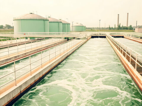 Digital twin of water treatment facility with animated flow paths