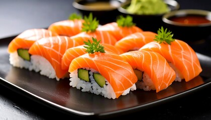 Delicious Salmon Sushi Rolls. (1)