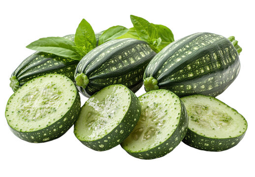 Sliced cucumber isolated on transparent background. generative ai.