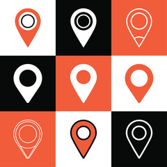 Collection of Location Pin Map Marker Icons in Various Styles, Ideal for Navigation, GPS, Travel, Business Address, and Geospatial Data Applications and Web Design Elements
