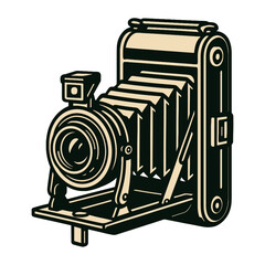 Retro vintage camera vector art, classic photography illustration, hand-drawn style, editable SVG, ideal for posters, logos, prints, and commercial use Vector Illustration Design