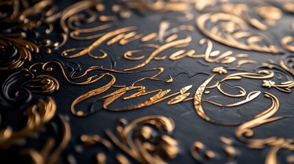 Elegant Gold Embossed Design on Dark Background