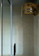 A booth for pouring water from a large bucket.