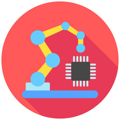 Automation mini illustration rounded flat color icon, use for machine learning, education, technology industry, UI, UX kit, app and web development, digital or print.