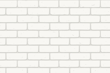 Clean White Brick Wall Vector Seamless Pattern. Modern Urban Loft Interior Design Background Texture. Minimalist Architectural Surface Element. Building Construction Wallpaper Decor. Simple Style.