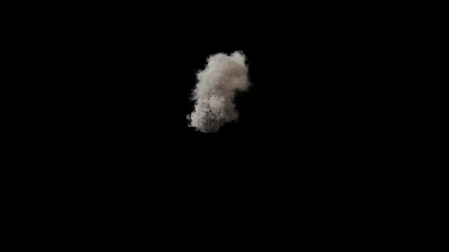 Thick distant smoke column in wind 006A, 4k 24p, with alpha channel for transparent background