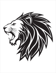 Fototapeta premium Majestic Lion Silhouette Vector – Roaring King of Jungle Clipart, Tribal Lion Heads & Powerful Animal Poses