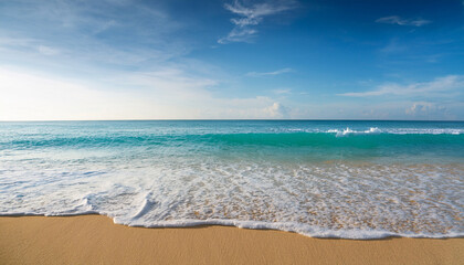 a serene beach scene with gently lapping waves