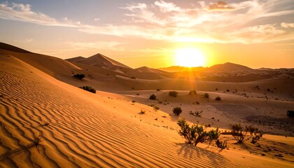 Desert sunset landscape dunes.