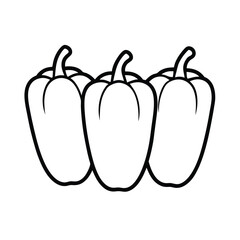 group of bell peppers arranged in fine line drawing Vector illustration
