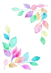 A soft, artistic floral frame with watercolor flowers and line sketches, surrounding a central white space for creative use