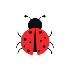Illustration of a colorful ladybug with red dotted wings, very attractive