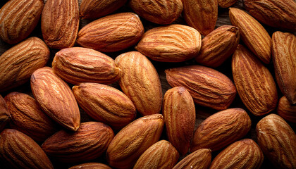 Fototapeta premium background of almonds nuts close up natural and healthy food concept for backgrounds and backdrops