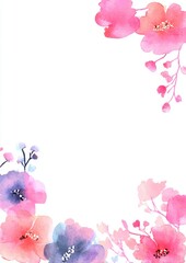 A soft, artistic floral frame with watercolor flowers and line sketches, surrounding a central white space for creative use