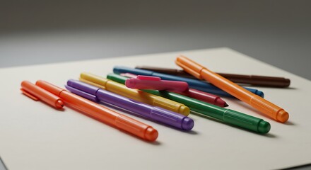 Fototapeta premium set of colored pens on a sheet of paper