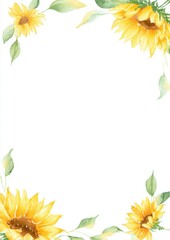A soft, artistic floral frame with watercolor flowers and line sketches, surrounding a central white space for creative use