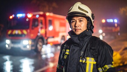 Firefighter Night Emergency Scene.