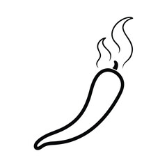 chili with curling steam in comic line artwork Vector illustration