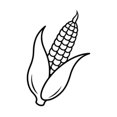 corn with flared husk in clean vector line style Vector illustration