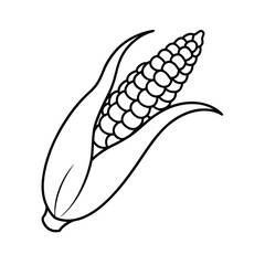 close up corn kernel in detailed line drawing Vector illustration