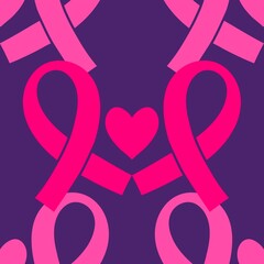 Obraz premium Breast cancer month seamless pink ribbon day mammogram pattern for medical accessories and medicine textiles