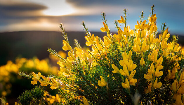stunning scotch broom wildflower photography golden blooms bright yellow flowers bush spring nature botanical floral closeup macro wild - Powered by Adobe
