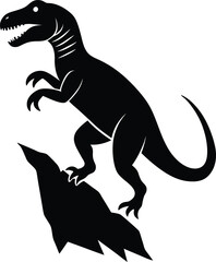 Powerful Dinosaur Silhouette Prehistoric Predator on Clifftop
