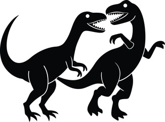 Majestic Dinosaurs A Pair of Elegant Prehistoric Creatures in Silhouette