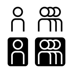 User and Group Icon Set – People Avatar Symbols – Black Line Vector Icons
