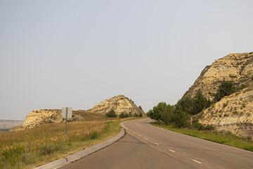The Badlands rock formations at Theodore Roosevelt National Park, North Dakota