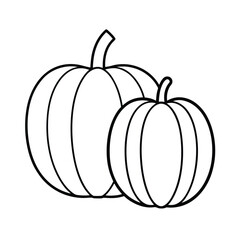 whole and sliced pumpkin in side by side sketch Vector illustration