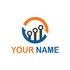 A circular logo depicts upward trending growth with arrows and colored rings