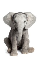 Fototapeta premium Baby Elephant Sitting with White Background.