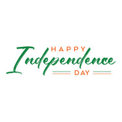Happy Independence Day Calligraphic Typography Text with Tri Color Indian Flag Background Design. Happy Independence Day text Vector