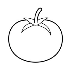 single tomato with stem in neat line format Vector illustration