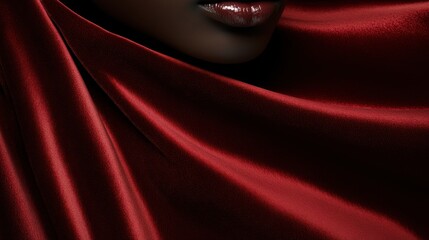 Close-up view of deep maroon silk draped over a person.