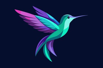 A stunning fantasy inspired hummingbirds illustration on white background