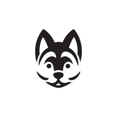 Fototapeta premium Cute Silhouette of a Husky Dog Head.A simple, stylized, black silhouette of a husky dog's head.