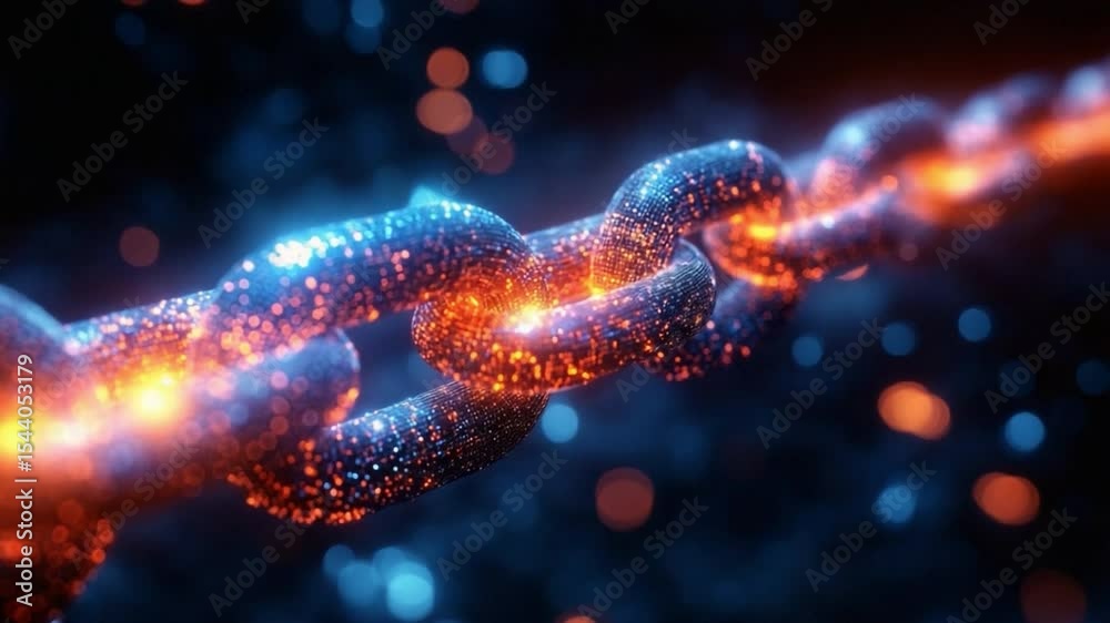 Aufkleber blockchain chain: a meticulously crafted, high-definition depiction of a blockchain, symbolized by a