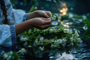 Obraz premium Ivan Kupala holiday: slavic tradition, cultural ritual, ancient festivity, seasonal event, traditional observance, folk custom, regional celebration, symbolic practice, community festivity