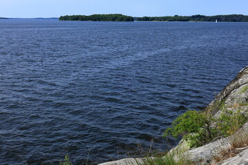 Summer day at lake Mälaren. Järfälla, Stockholm, Sweden.