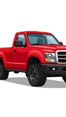 Red Pickup Truck with Isolated Studio.