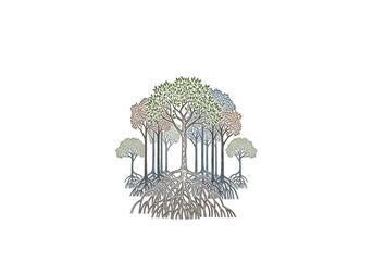 Vector image of Mangrove forest, world mangrove day. International mangrove day to raise awareness of the importance of mangrove forests for the environment. For posters, banners and advertisements.
