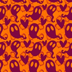 Halloween ghost seamless cute cartoon pattern for wrapping paper and fabrics