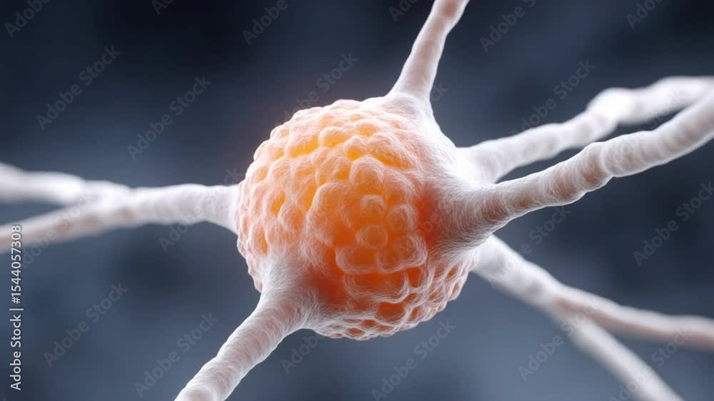 Poster The Neural Web: A captivating view of a neuron's intricate structure, showcasing its dendritic branches and axon, embodying the essence of biological and scientific discovery. 