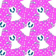 Halloween ghost seamless cute cartoon pattern for wrapping paper and fabrics