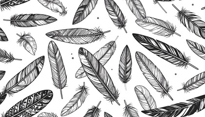 Handdrawn feather pattern.